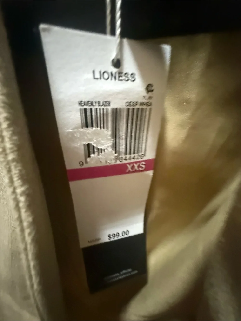 NWT! Lioness Cropped Collarless Jacket in Light Tan